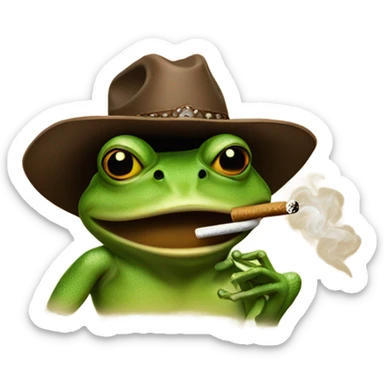 Cowboy frog smoking sticker