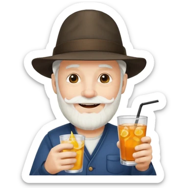 Drink holders with hat white hair white bearded  sticker