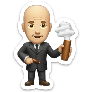 bald man with a big cigar in his hands sticker