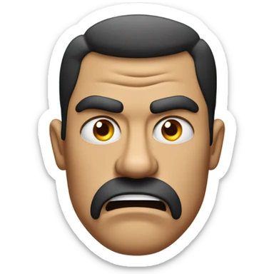 guy making a furious brow face emoji sticker
