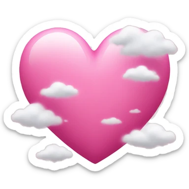 Pink heart with clouds around it sticker