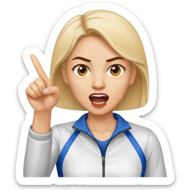 female sport coach pointing finger and yelling sticker