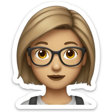 girl with glasses and light brown hair wolf cut style sticker