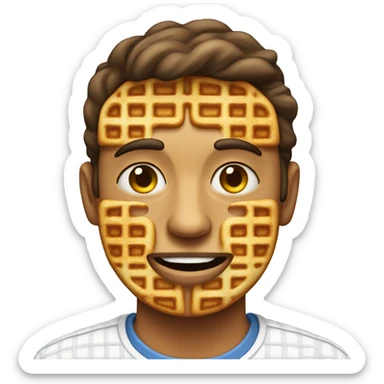 guy with waffle indentations in his face sticker