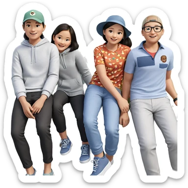 friends enjoying outdoors together sticker