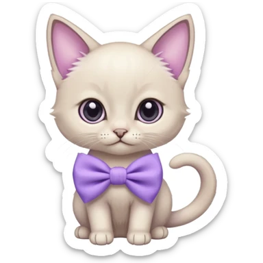 lilac point siamese kitten wearing a lavender color bow sticker