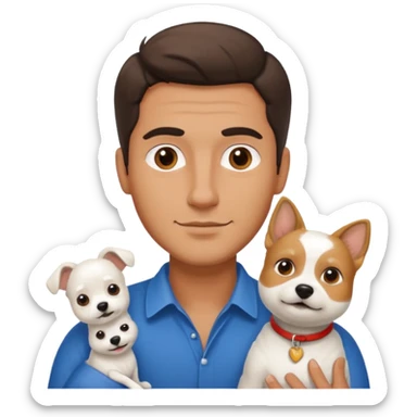 Handsome Italian man with little white dog sticker