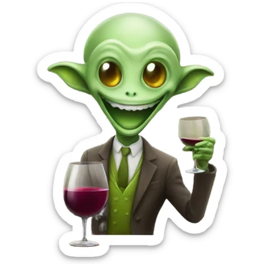 happy alien Sommelier wine sticker