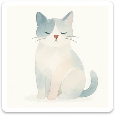 cat in watercolor art style sticker
