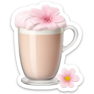 Light Pink latte classy in glass with flower sticker