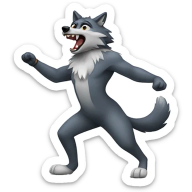 dancing wolf sticker