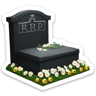 a black grave with the letters RIP sticker
