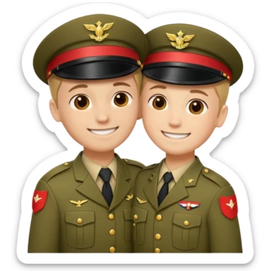 dos soldados dando es un abrazo de solidaridad de fraternidad sticker