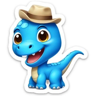 Cute blue dinosaur with bow sticker