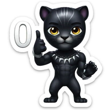 A black panther holding a phone with the number 0 in its paws sticker