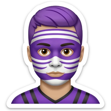 maak en emojie die paarse en witte streppen op zijn gezicht heeft want hij is een suporter van anderlecht sticker