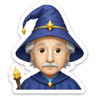 Albert Einstein, wearing wizard hat custome sticker