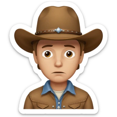 emoji of a worried face cowboy sticker
