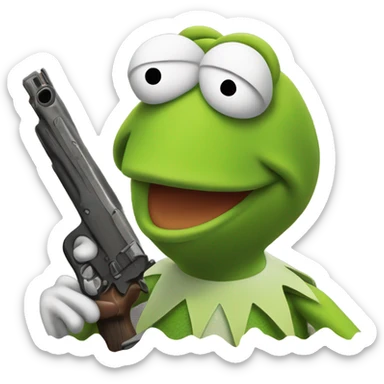 Kermit with a gun sticker