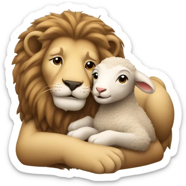 Lion snuggling with lamb sticker