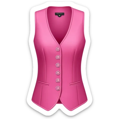a stylish women’s vest, sleeveless, elegant and decorative design, in a bright pink color with small cute details, feminine and fancy look, no background, ONLY VEST sticker