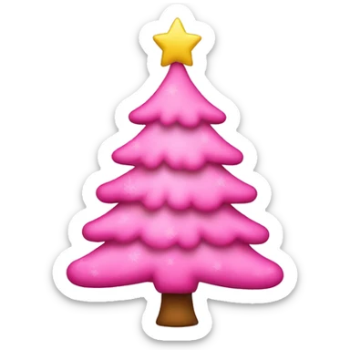Pink decorated christmas tree sticker