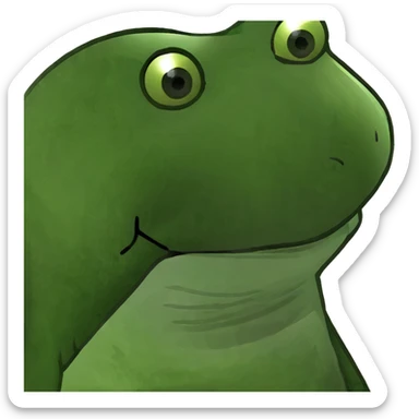 A chicken as a green bufo frog meme sticker