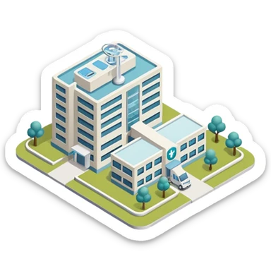 hospital isometric view sticker