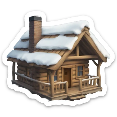 Cabin with snow on the roof sticker