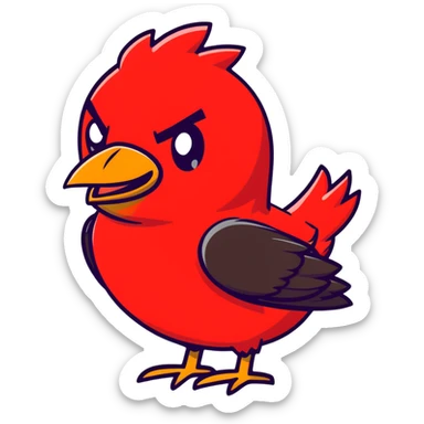 Red bird from Angry Birds game with angry expression sticker