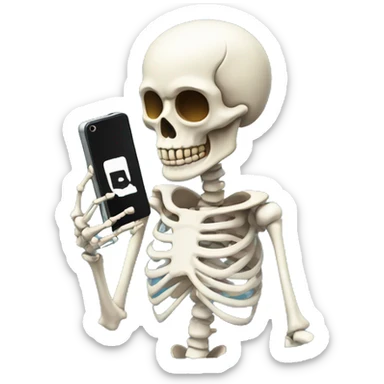 Skeleton holding phone sticker