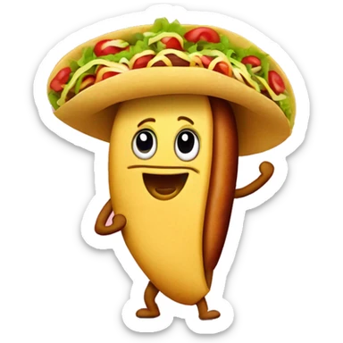 Happy mexican taco holding a hotdog dancing sticker