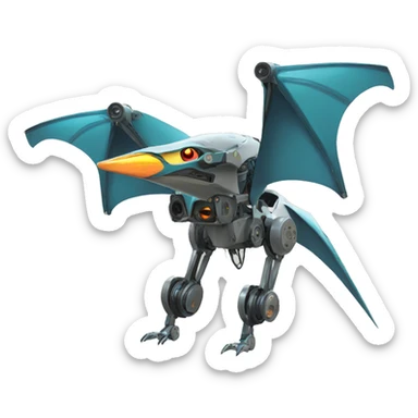 Pterodactyl robot mechanical laser eyes sticker