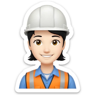 Ingeniera industrial casco blanco y cabello negro sticker