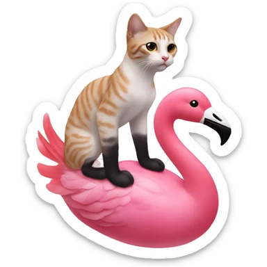 Cat riding a pink flamingo  sticker