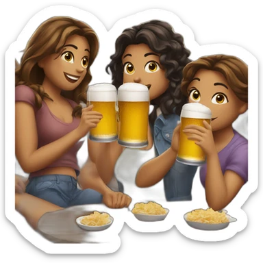 4 chicas tomando una cerveza sticker
