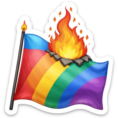 destroyed by fire lgbt flag  sticker