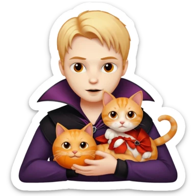 vampire cradling orange tabby sticker