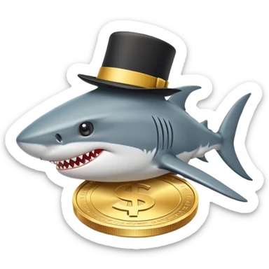 shark with tophat embedded on token coin   sticker