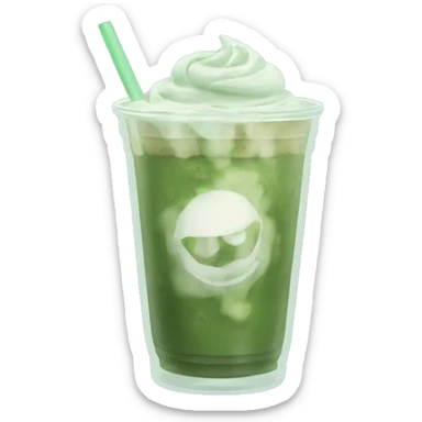 Iced matcha latte in clear cup sticker