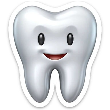 human tooth emoji, smooth chrome ceramic-metal texture, clean medical luxury aesthetic, isolated on white, no face sticker