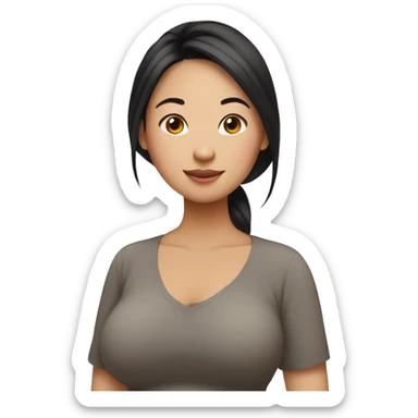 Pregnant asian with mid length hair on her birthday sticker