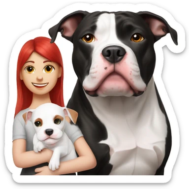 Black and white pitbull with red head girl owner sticker