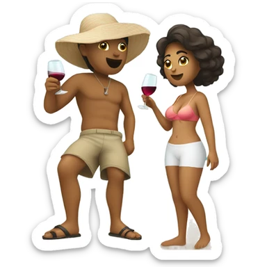 Tan Latina drinking wine on beach sticker