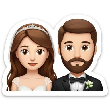    Brown hair long bride, groom with beard  sticker