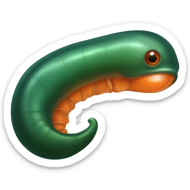Eight-eyed Dark green and orange medicinal leech with oral suction and caudal suction sticker