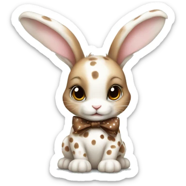 realistic baby bunny with spots with and a brown bow sticker