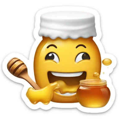 emoji smiling and eating honey sticker