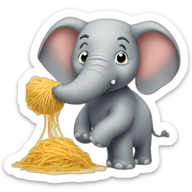 a stupid elephant with spaghetti sticker