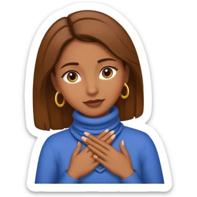 a brownskin emoji woman with her hands around her neck sticker